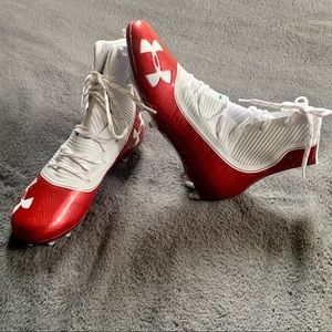 Under Armour Football Cleats Red/White SZ 11.5 NEW